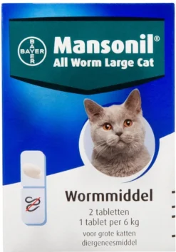 Mansonil All Worm Large Cat Ontworming - Grote Kat - 2 Tabletten -Merkloos Verkoop 838x1200 1