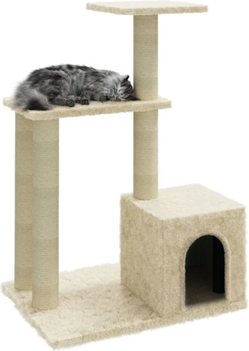VidaXL Kattenmeubel Met Sisal Krabpalen 71 Cm Crèmekleurig 4 VidaXL Kattenmeubel Met Sisal Krabpalen 71 Cm Crèmekleurig - Afbeelding 4