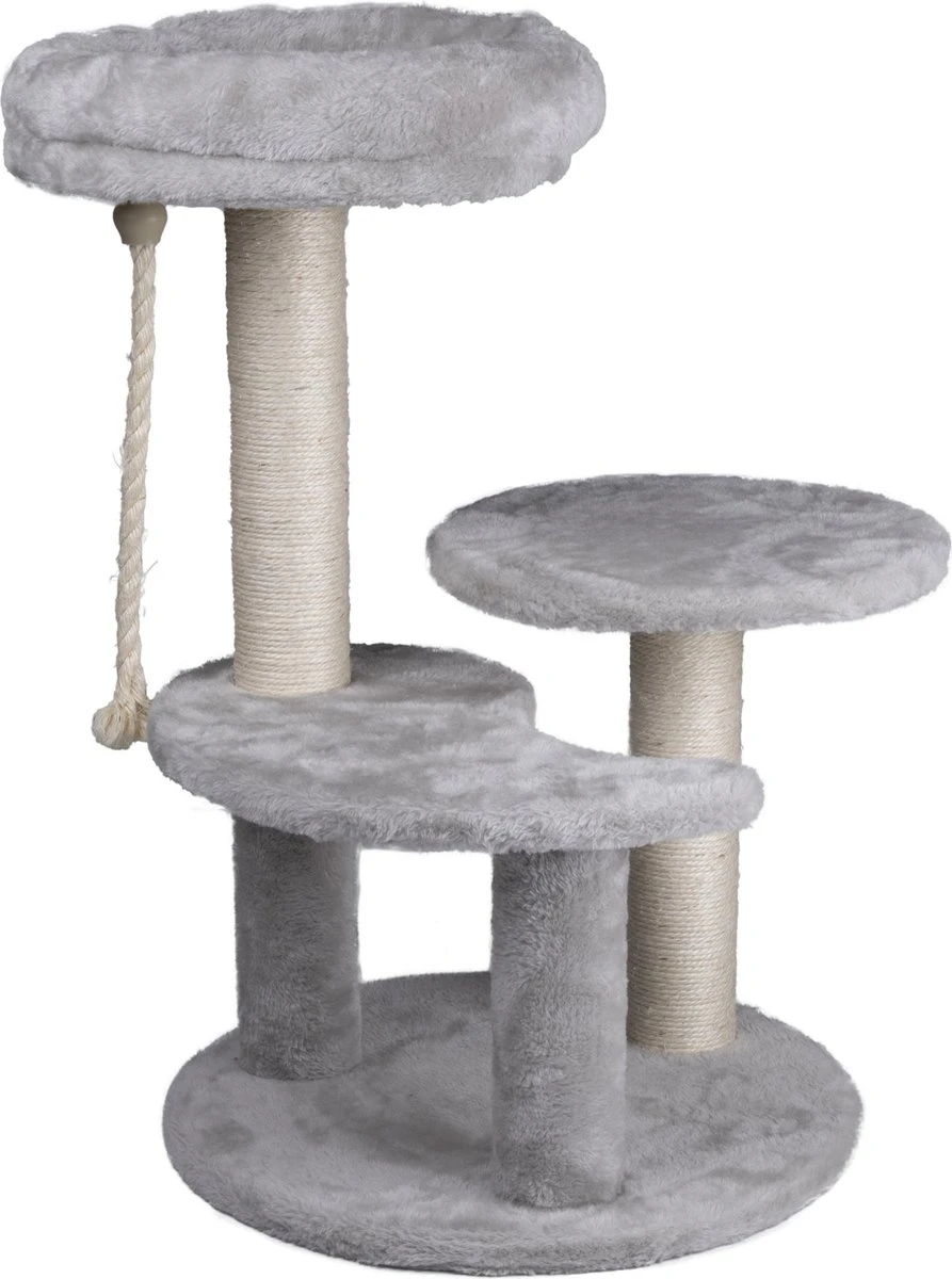 Maxxpro Krabpaal - Krabpaal Voor Katten - Kattenspeelgoed - 62 CM - 3 Platformen - Speeltouw - Sisal - Grijs 1 Maxxpro Krabpaal - Krabpaal Voor Katten - Kattenspeelgoed - 62 CM - 3 Platformen - Speeltouw - Sisal - Grijs