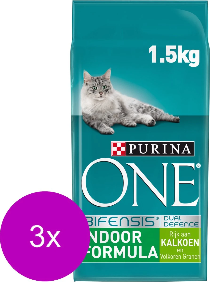 Purina One Indoor Formula Kalkoen - Kattenvoer - 3 X 1.5 Kg 3 Purina One Indoor Formula Kalkoen - Kattenvoer - 3 X 1.5 Kg - Image 3
