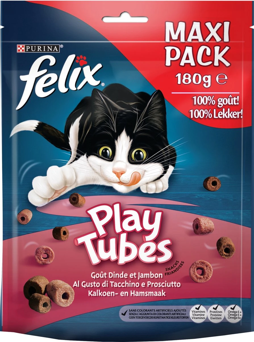 Felix PlayTubes - Kattensnacks Kalkoen & Ham - 5 X 180g 3 Felix PlayTubes - Kattensnacks Kalkoen & Ham - 5 X 180g - Image 3