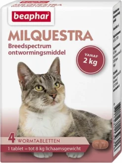 Beaphar Milquestra Ontworming Tabletten Kat 2 - 12 Kg 4 Tabletten