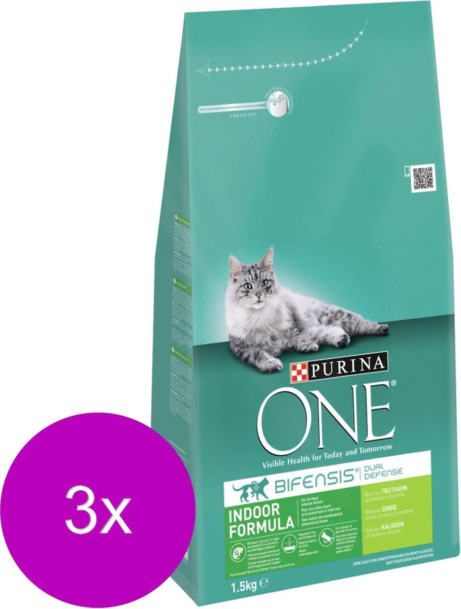 Purina One Indoor Formula Kalkoen - Kattenvoer - 3 X 1.5 Kg 2 Purina One Indoor Formula Kalkoen - Kattenvoer - 3 X 1.5 Kg - Image 2