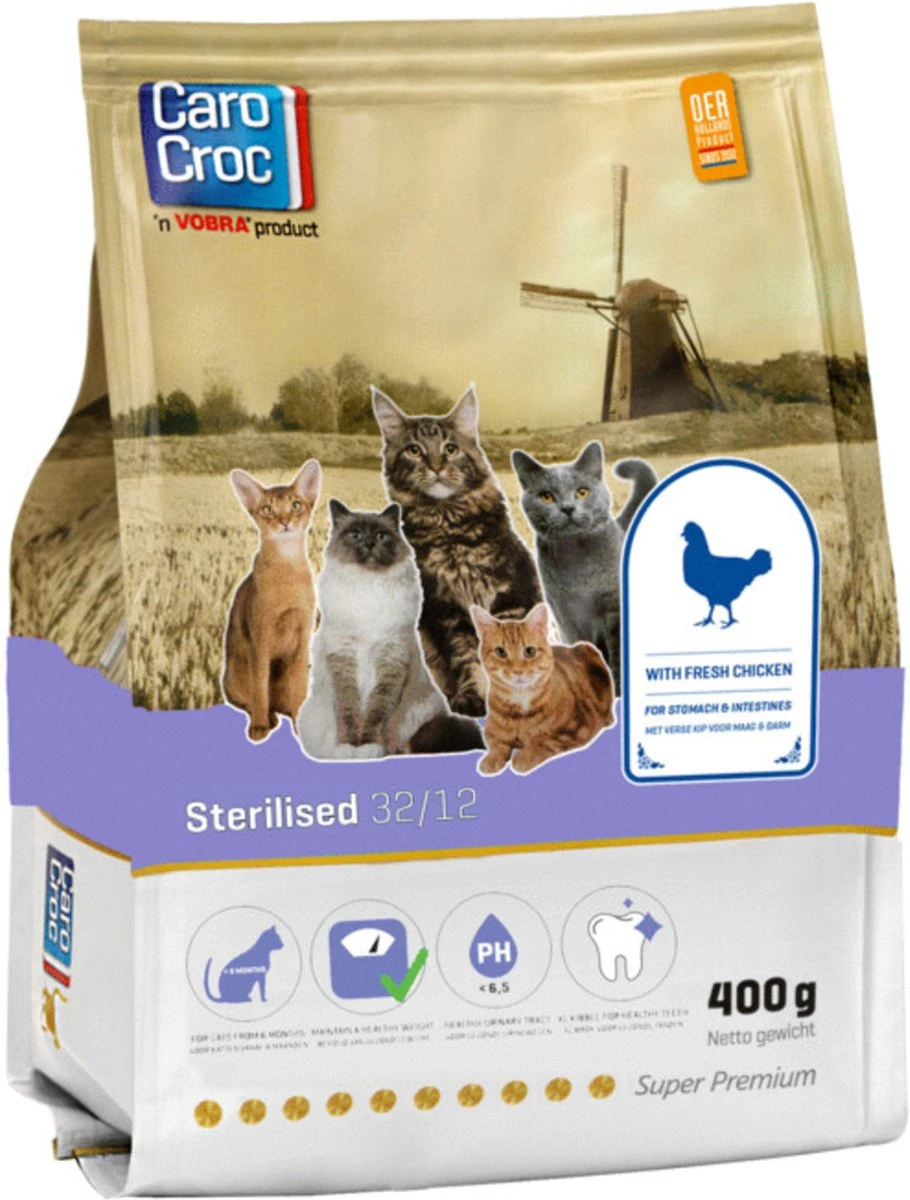 CaroCroc Kattenvoer Verse Kip Sterilised 400 Gram 1 CaroCroc Kattenvoer Verse Kip Sterilised 400 Gram