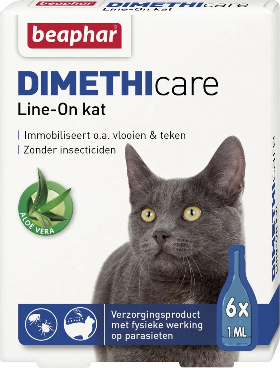 Beaphar DIMETHIcare Line On Kat - Vlooienbestrijding - 6 Pipetten 3 Beaphar DIMETHIcare Line On Kat - Vlooienbestrijding - 6 Pipetten - Afbeelding 3