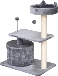 PawHut Kattenboom 3 Verdiepingen Krabpaal Kattengrot Met Sisal Palen Krabplank Pluche D30-258