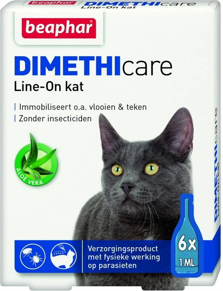 Beaphar DIMETHIcare Line On Kat - Vlooienbestrijding - 6 Pipetten 1 Beaphar DIMETHIcare Line On Kat - Vlooienbestrijding - 6 Pipetten