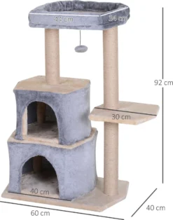 PawHut Krabpaal Kattenboom Met Grot Klimboom Kattenhuis Sisal Paal Sisal Grijs D30-218 -Merkloos Verkoop 945x1200