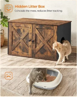 Songmics Kattenbak, Kattenhuis, Met Deuren, Vintage Bruin-zwart -Merkloos Verkoop 952x1200 4