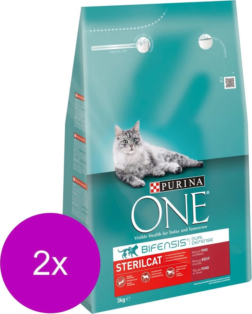 Purina One Sterilcat - Kattenvoer - 2 X Rund Granen 3 Kg 2 Purina One Sterilcat - Kattenvoer - 2 X Rund Granen 3 Kg - Afbeelding 2