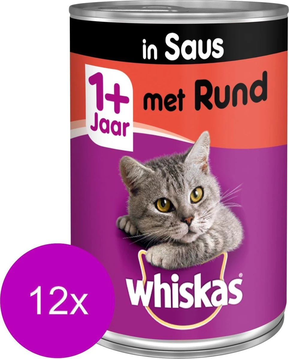 Whiskas Natvoer - Adult - Rund - 12 X 400 Gr 1 Whiskas Natvoer - Adult - Rund - 12 X 400 Gr