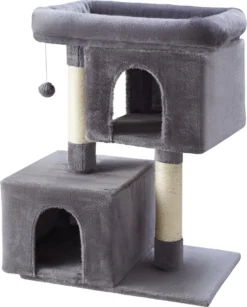 ACAZA Katten Krabpaal Met Aparte Huisjes En Hoge Kat Mand - Licht Grijs -Merkloos Verkoop 966x1200 2