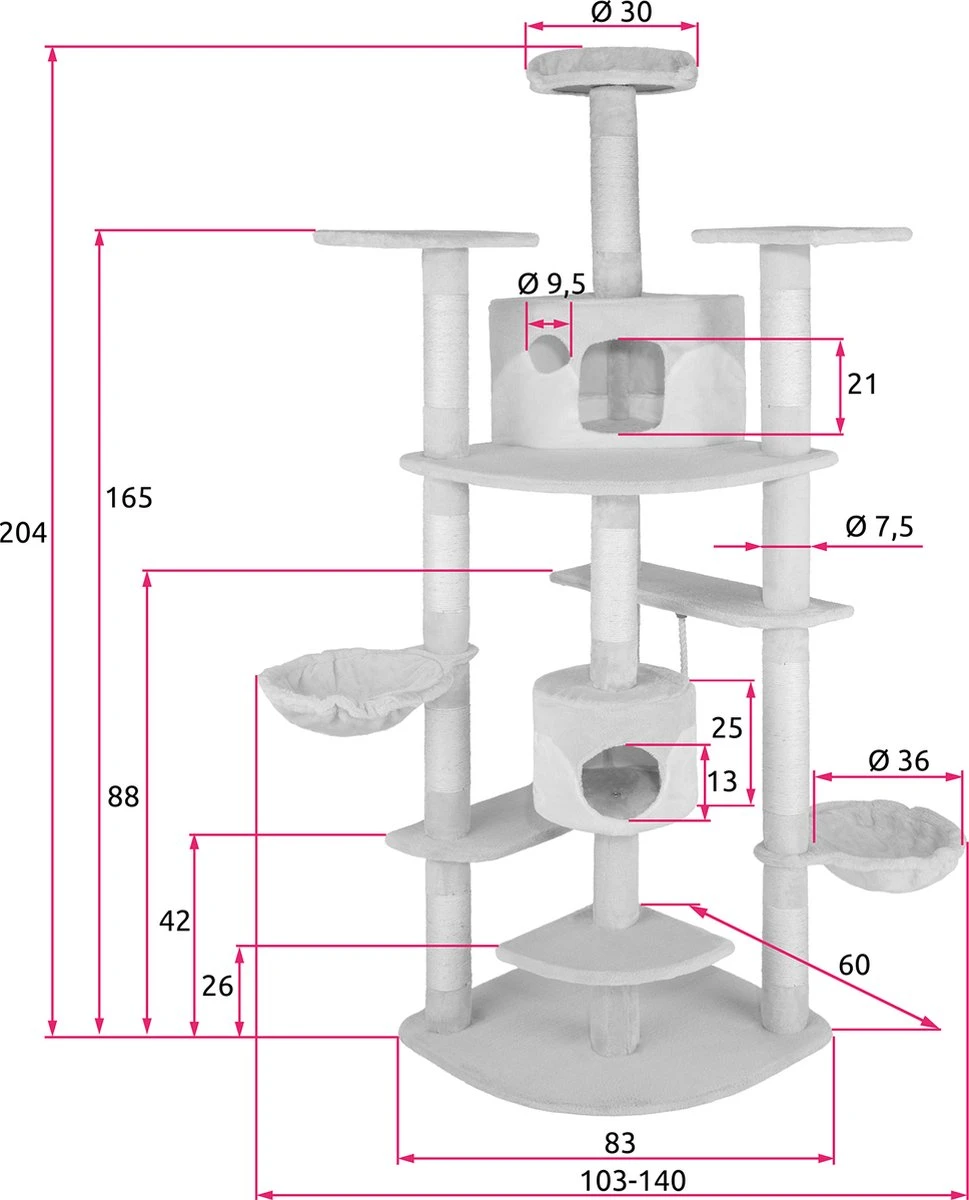 TecTake Nelly Krabpaal - 204 Cm - Beige 6 TecTake Nelly Krabpaal - 204 Cm - Beige - Image 6