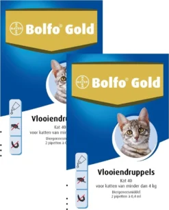 Bolfo Gold Kat 40 - Anti Vlooienmiddel - 2 X 2 Stuks 0 - 4 Kg