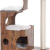 Merkloos Luxe Houten Vintage Katten Krabpaal Met Krabstam & Katten Huis & Uitzicht Plateau - Activity Center - Krabpaal Klimboom Klimpaal - 88 CM Hoog - Sisal/Hout - Retro Design