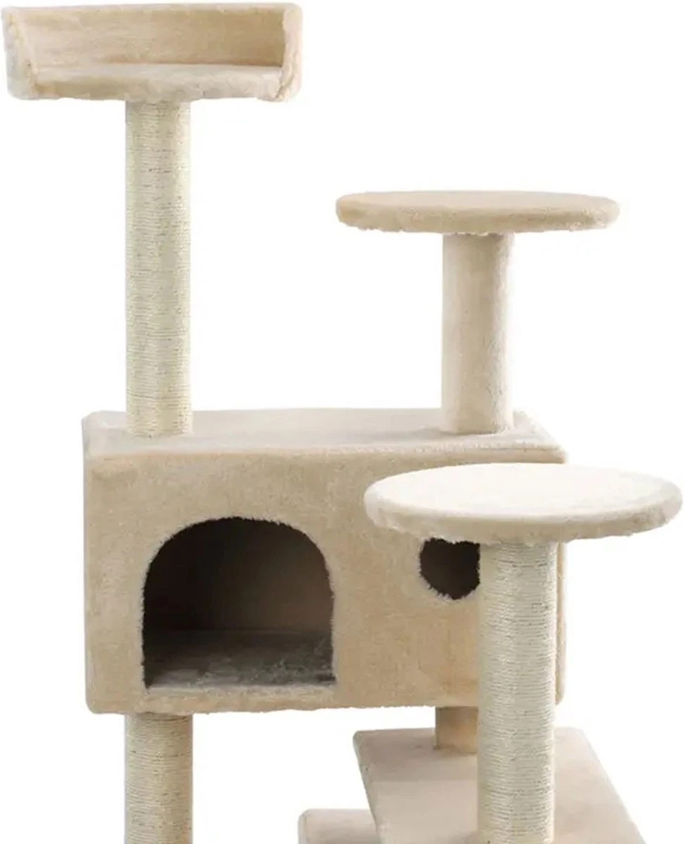 Krabpaal XXL Voor Kat -132 Cm -Beige - Kattenboom Voor Katten - Kattenhuis Van Sisal - XXL Klimpaal Voor Meerdere Katten 4 Krabpaal XXL Voor Kat -132 Cm -Beige - Kattenboom Voor Katten - Kattenhuis Van Sisal - XXL Klimpaal Voor Meerdere Katten - Image 4