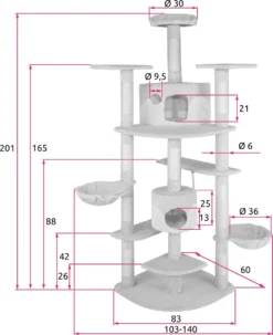 Tectake - Krabpaal Fippi Kattenkrabpaal - 201 Cm Hoog - Rood/wit - 402187 -Merkloos Verkoop 977x1200 2