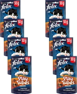Felix PlayTubes - Kattensnacks - Kip & Lever - 8 X 50g -Merkloos Verkoop 982x1200 2