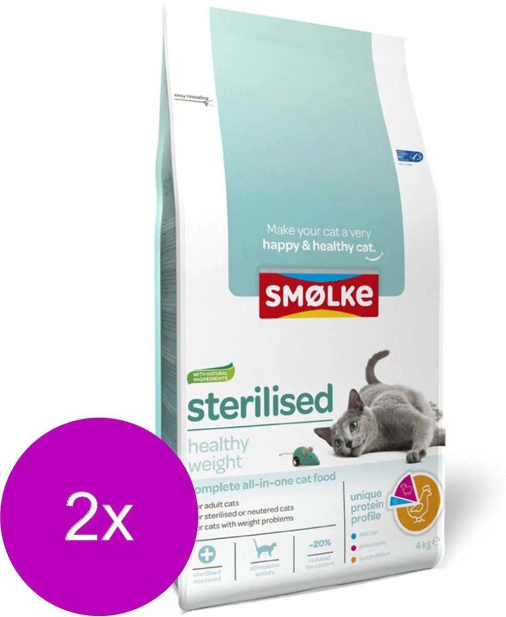 Smolke Cat Sterilised - Kattenvoer - 2 X 4 Kg 1 Smolke Cat Sterilised - Kattenvoer - 2 X 4 Kg
