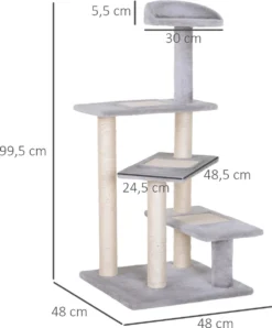 PawHut Klimboom 5 Lagen Kattenboom Speelboom Kattenkrabboom Trap Sisal Beige D30-183 -Merkloos Verkoop 995x1200 2