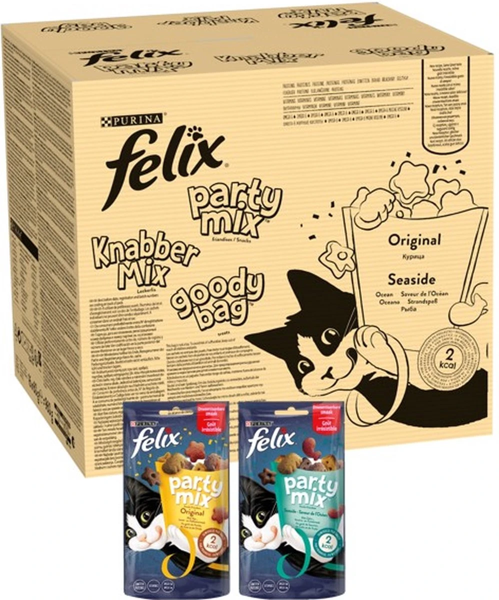 Felix Cat Snacks Party Mix - Kattensnacks Original En Seaside - 16 X 60g 1 Felix Cat Snacks Party Mix - Kattensnacks Original En Seaside - 16 X 60g